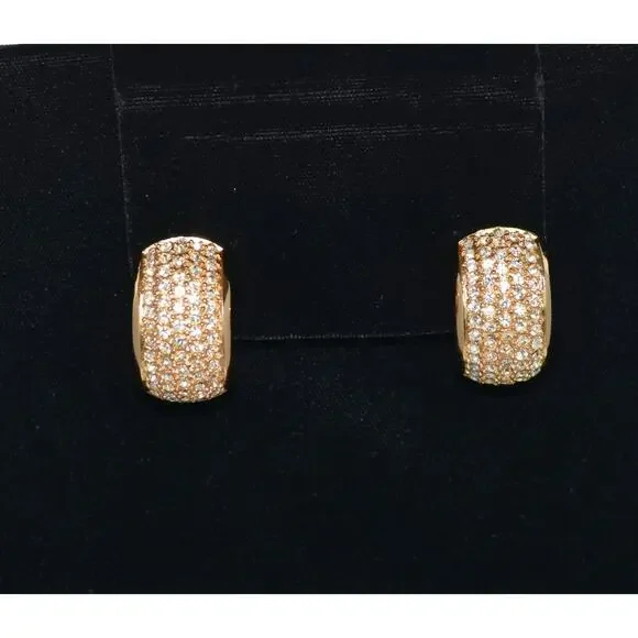 Christian Dior Henkel Grosse Chunky Half Moon Pave Rhinestone Clip Earrings - Picture 2 of 9